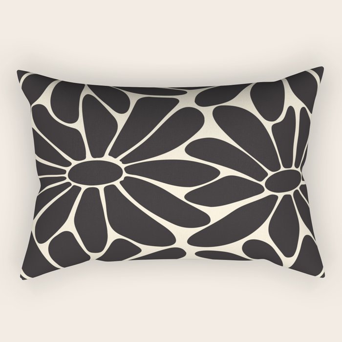 Big Daisy - Groovy Flower - Black & White Rectangular Pillow Gallery Image 1