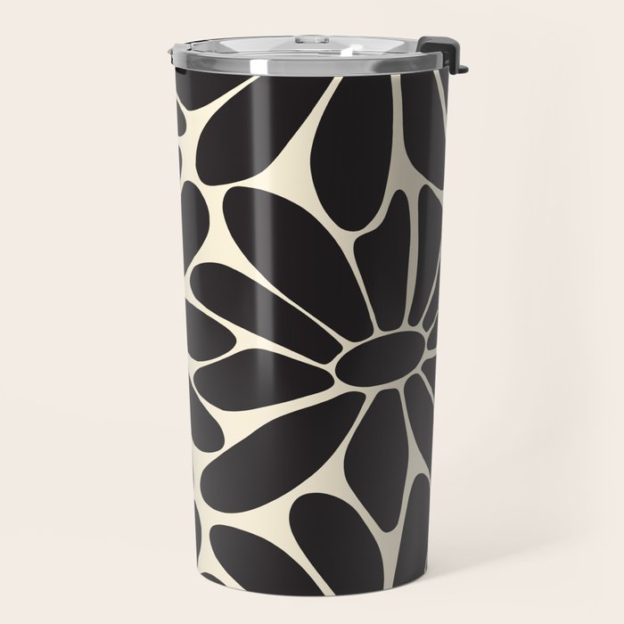 Big Daisy - Groovy Flower - Black & White Travel Mug Gallery Image 2
