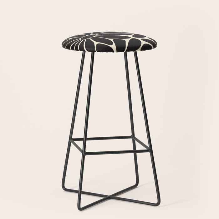 Big Daisy - Groovy Flower - Black & White Stool Gallery Image 1
