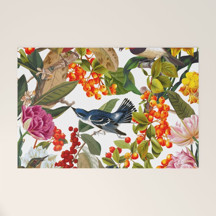 Floral and Birds XLVI Welcome Mat Gallery Image 1
