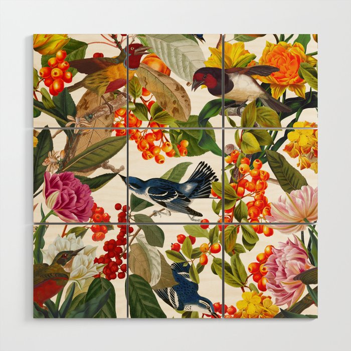 Floral and Birds XLVI Wood Wall Art Gallery Image 1
