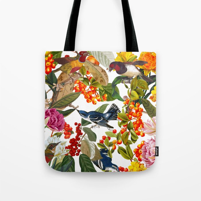 Floral and Birds XLVI Tote Bag Gallery Image 1
