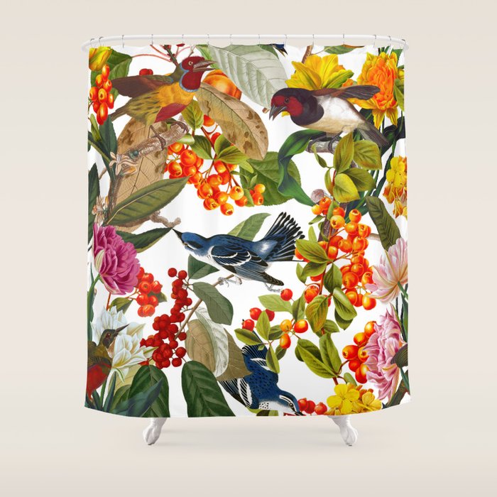 Floral and Birds XLVI Shower Curtain Gallery Image 1