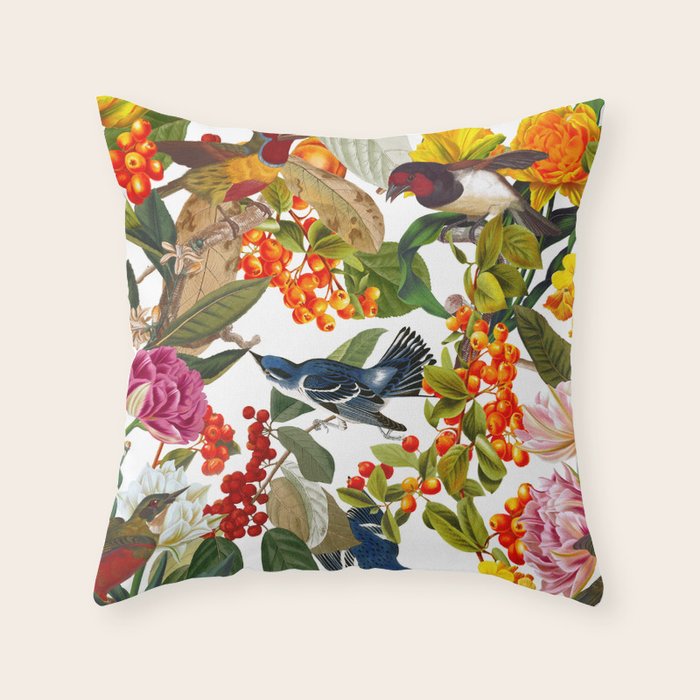 Floral and Birds XLVI Throw Pillow Gallery Image 6