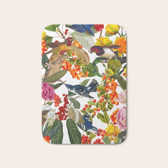 Floral and Birds XLVI Bath Mat Gallery Image 1