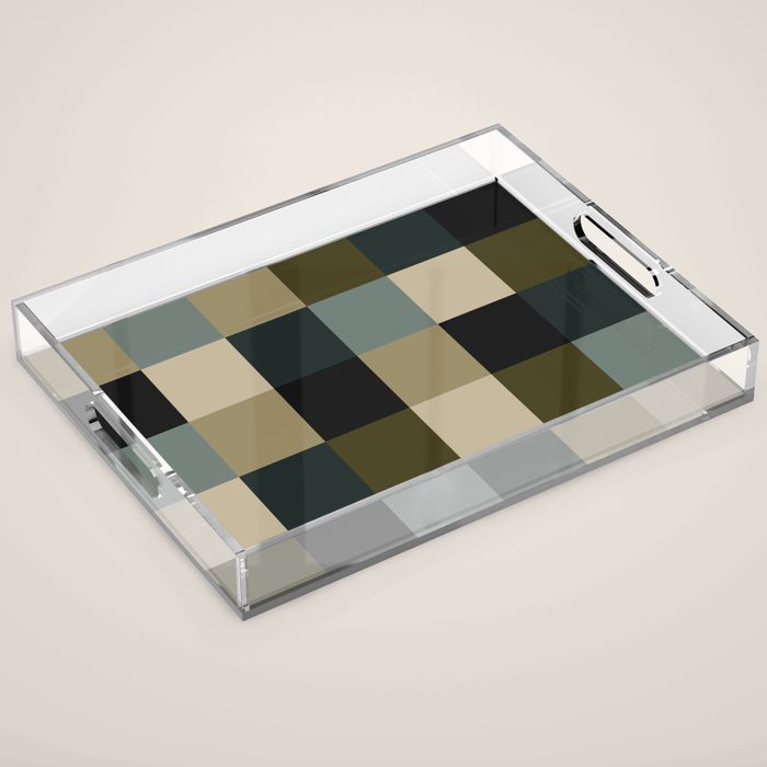 Bold Earthy Checks Pattern - Large IV Acrylic Tray Gallery Image 1