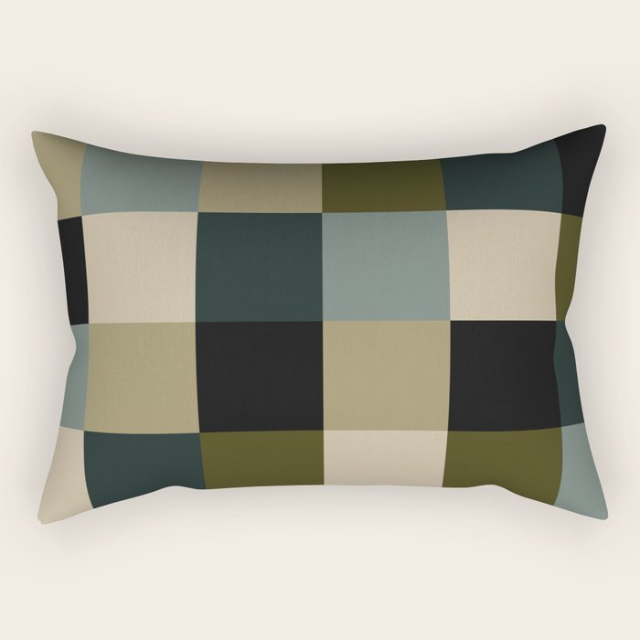 Bold Earthy Checks Pattern - Large IV Rectangular Pillow Gallery Image 1