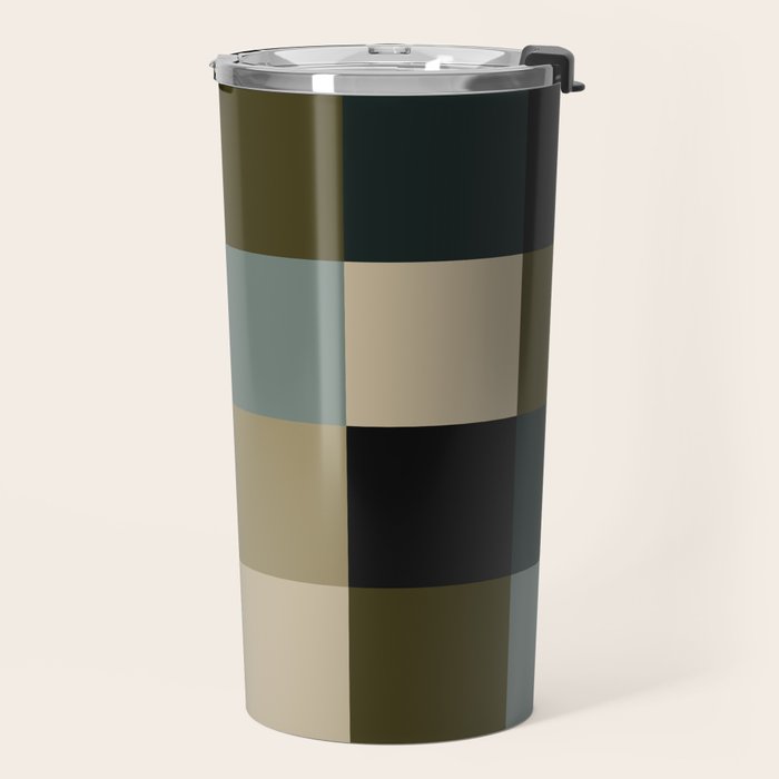 Bold Earthy Checks Pattern - Large IV Travel Mug Gallery Image 2