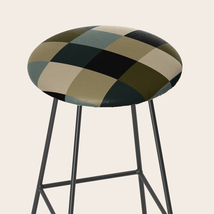 Bold Earthy Checks Pattern - Large IV Stool Gallery Image 2