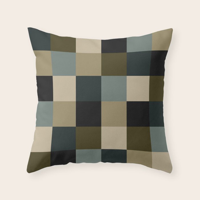 Bold Earthy Checks Pattern - Large IV Throw Pillow Gallery Image 6