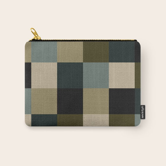 Bold Earthy Checks Pattern - Large IV Carry All Pouch Gallery Image 1