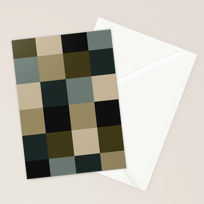 Bold Earthy Checks Pattern - Large IV Stationery Card Gallery Image 2