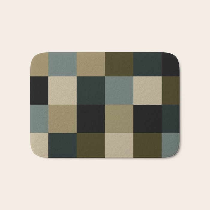 Bold Earthy Checks Pattern - Large IV Bath Mat Gallery Image 1