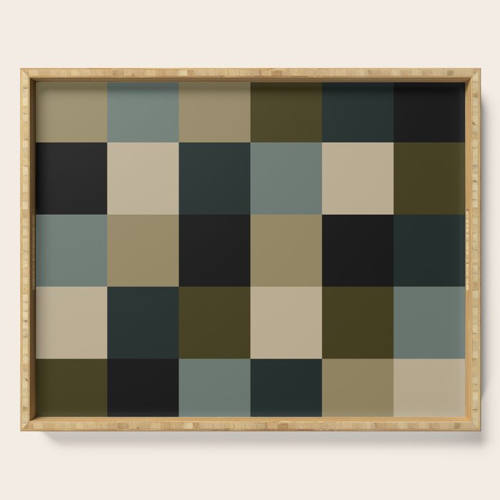 Bold Earthy Checks Pattern - Large IV Serving Tray Gallery Image 1