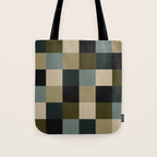 Bold Earthy Checks Pattern - Large IV Tote Bag Gallery Image 1