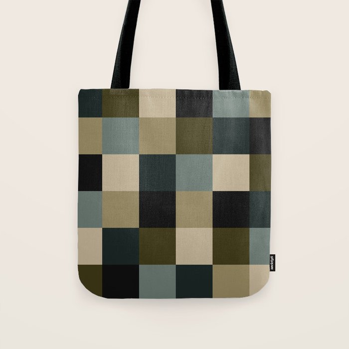Bold Earthy Checks Pattern - Large IV Tote Bag Gallery Image 1