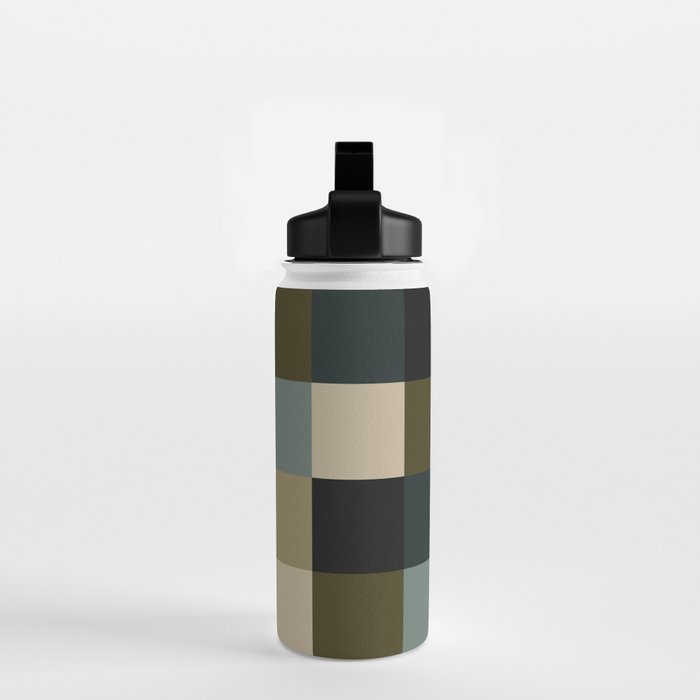 Bold Earthy Checks Pattern - Large IV Water Bottle Gallery Image 2