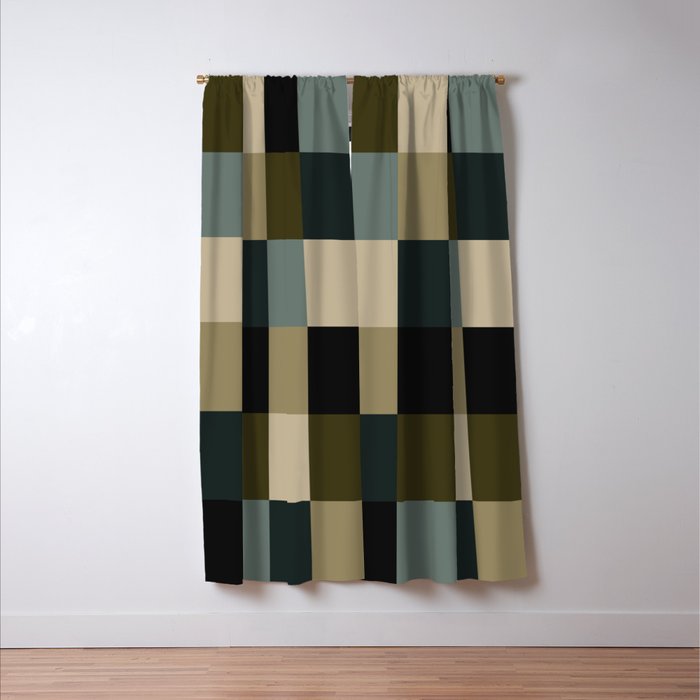 Bold Earthy Checks Pattern - Large IV Window Curtain Gallery Image 3