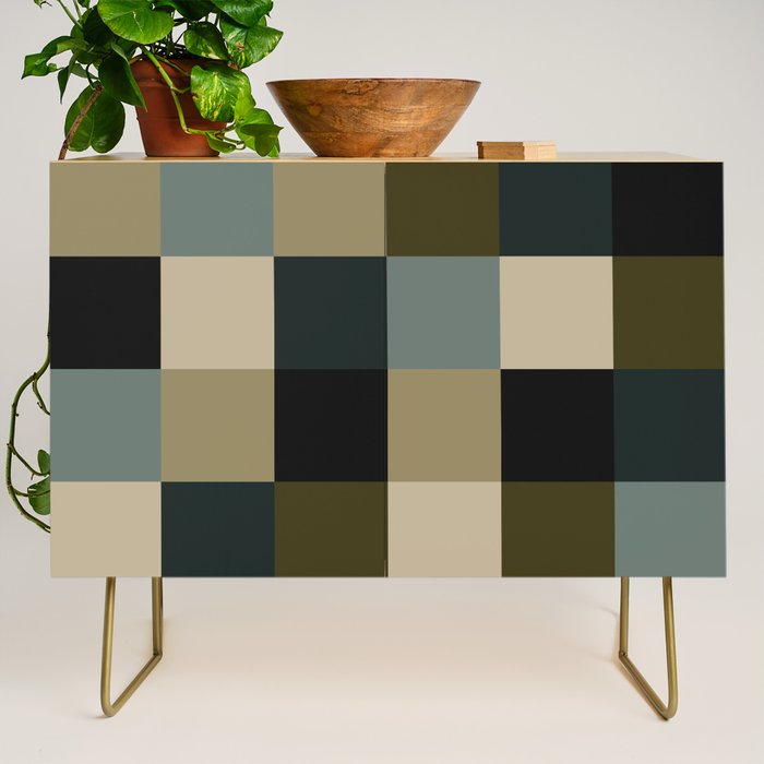 Bold Earthy Checks Pattern - Large IV Credenza Gallery Image 1