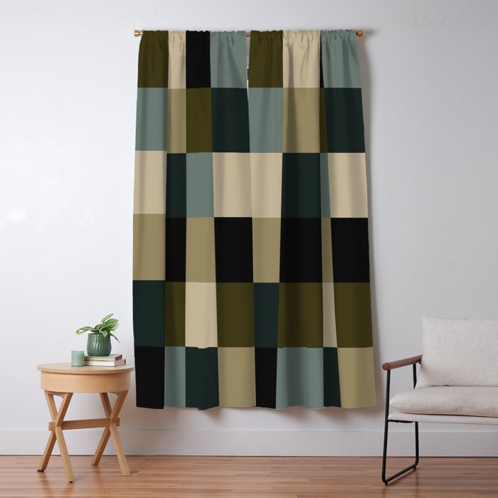 Bold Earthy Checks Pattern - Large IV Window Curtain Gallery Image 5