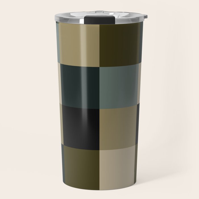 Bold Earthy Checks Pattern - Large IV Travel Mug Gallery Image 1
