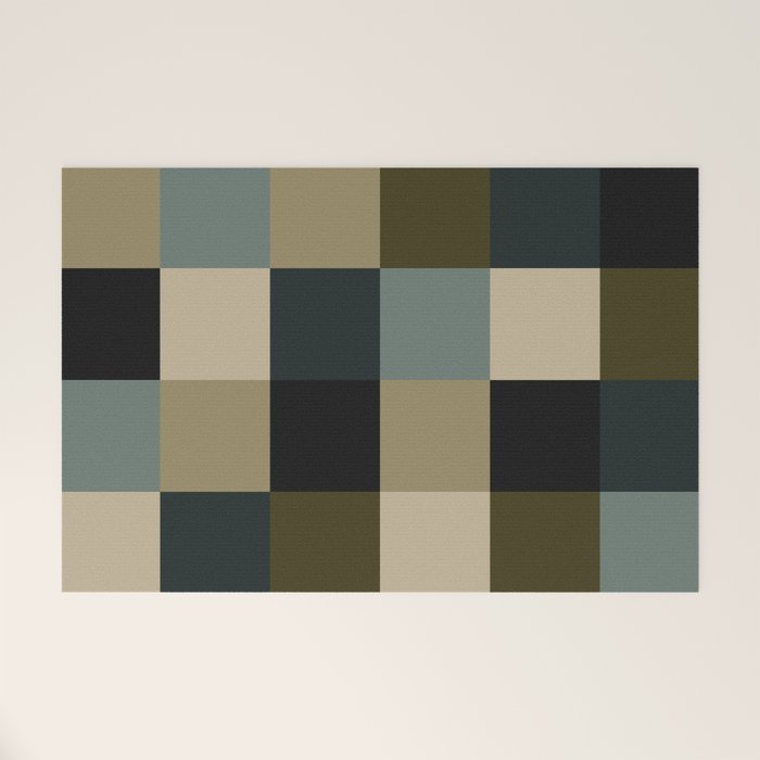 Bold Earthy Checks Pattern - Large IV Welcome Mat Gallery Image 1