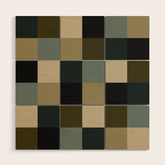Bold Earthy Checks Pattern - Large IV Wood Wall Art Gallery Image 1