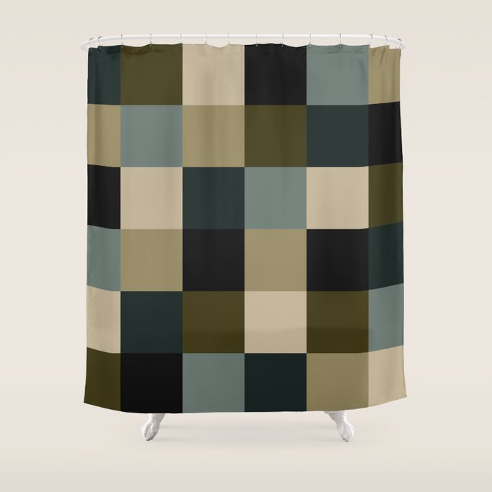 Bold Earthy Checks Pattern - Large IV Shower Curtain Gallery Image 1
