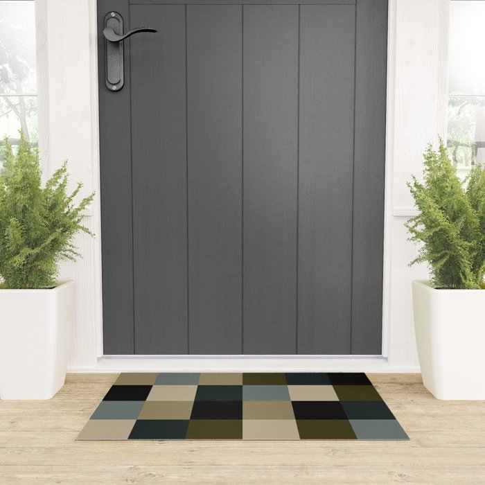 Bold Earthy Checks Pattern - Large IV Welcome Mat Gallery Image 3
