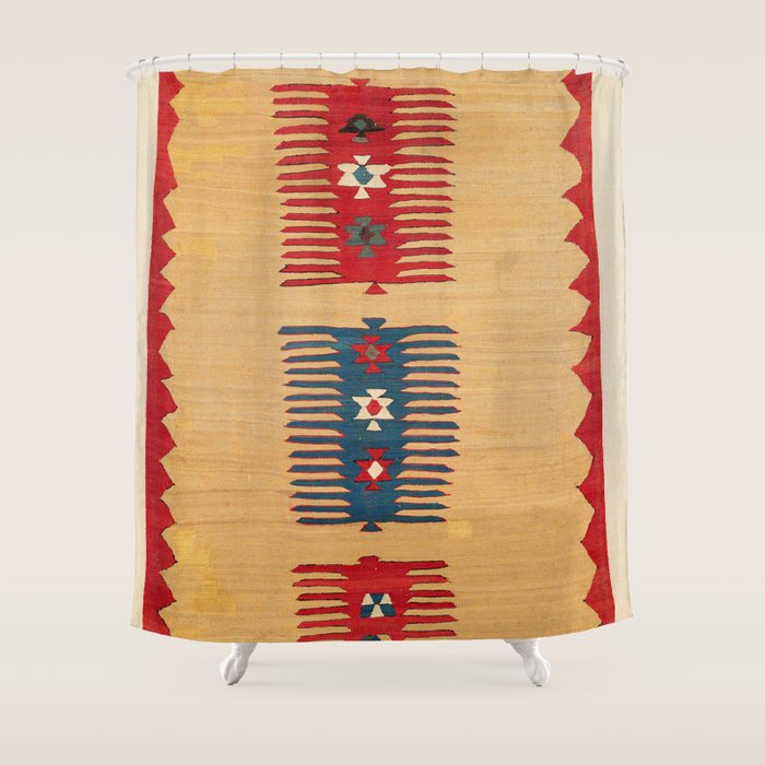 Parmakli Kütahya West Anatolian Kilim Print Shower Curtain Gallery Image 1