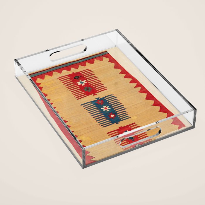 Parmakli Kütahya West Anatolian Kilim Print Acrylic Tray Gallery Image 1