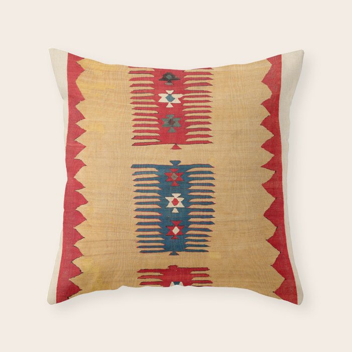 Parmakli Kütahya West Anatolian Kilim Print Throw Pillow Gallery Image 1