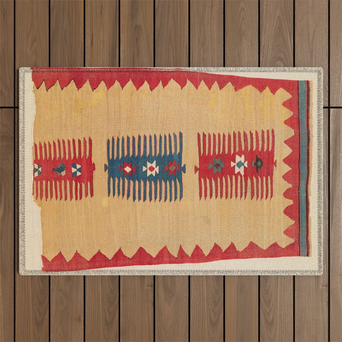 Parmakli Kütahya West Anatolian Kilim Print Outdoor Rug Gallery Image 1