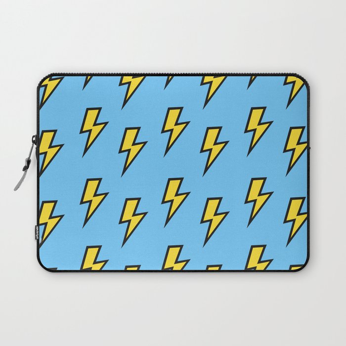 Yellow Lightning Bolt on Bright Blue Laptop Sleeve Gallery Image 1