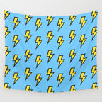 Yellow Lightning Bolt on Bright Blue Wall Tapestry Gallery Image 4