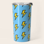 Yellow Lightning Bolt on Bright Blue Travel Mug Gallery Image 2