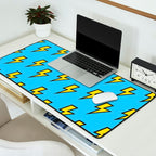 Yellow Lightning Bolt on Bright Blue Desk Mat Gallery Image 2