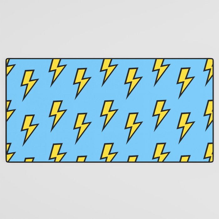 Yellow Lightning Bolt on Bright Blue Desk Mat Gallery Image 3
