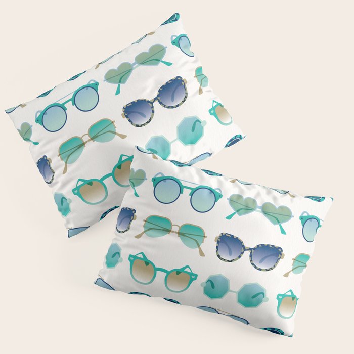 Sunglasses Collection - Turquoise & Navy Palette Pillow Sham Gallery Image 1