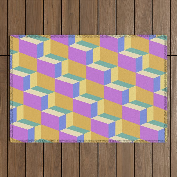 Cuboid Geometric Abstract Shapes Pattern XXVIII Outdoor Rug Gallery Image 1