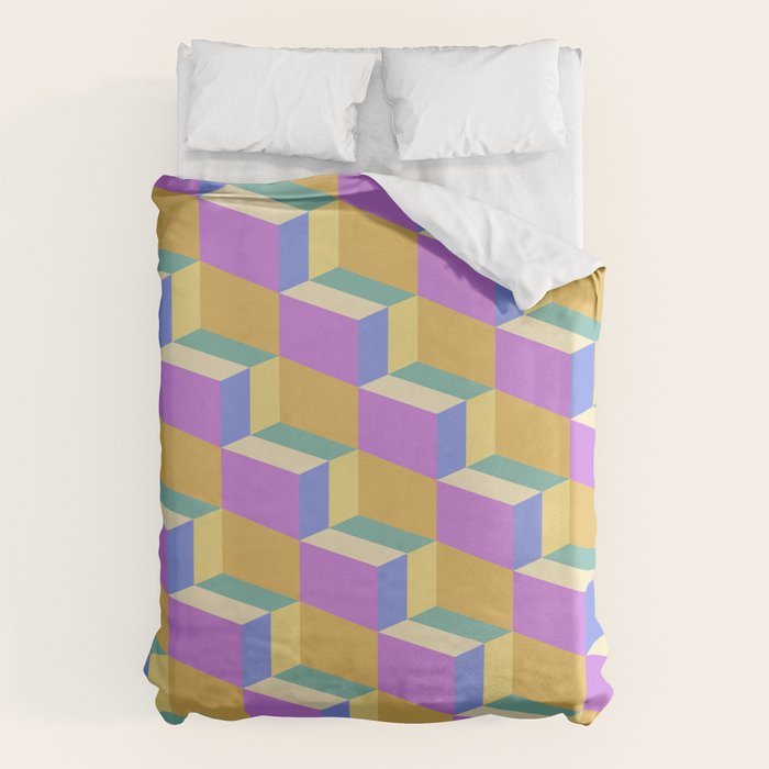 Cuboid Geometric Abstract Shapes Pattern XXVIII Duvet Cover Gallery Image 6