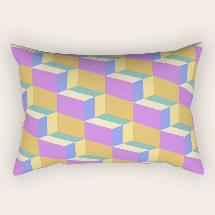 Cuboid Geometric Abstract Shapes Pattern XXVIII Rectangular Pillow Gallery Image 1