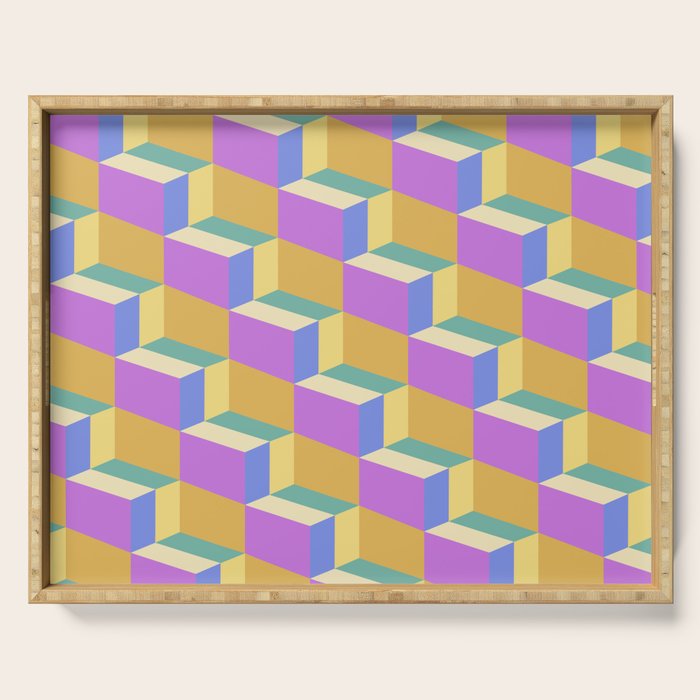 Cuboid Geometric Abstract Shapes Pattern XXVIII Serving Tray Gallery Image 1