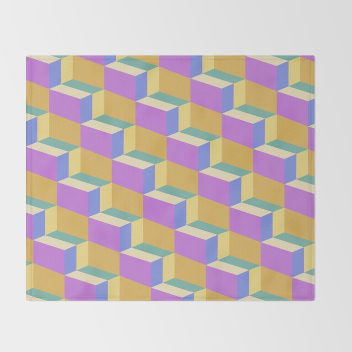 Cuboid Geometric Abstract Shapes Pattern XXVIII Throw Blanket Gallery Image 2