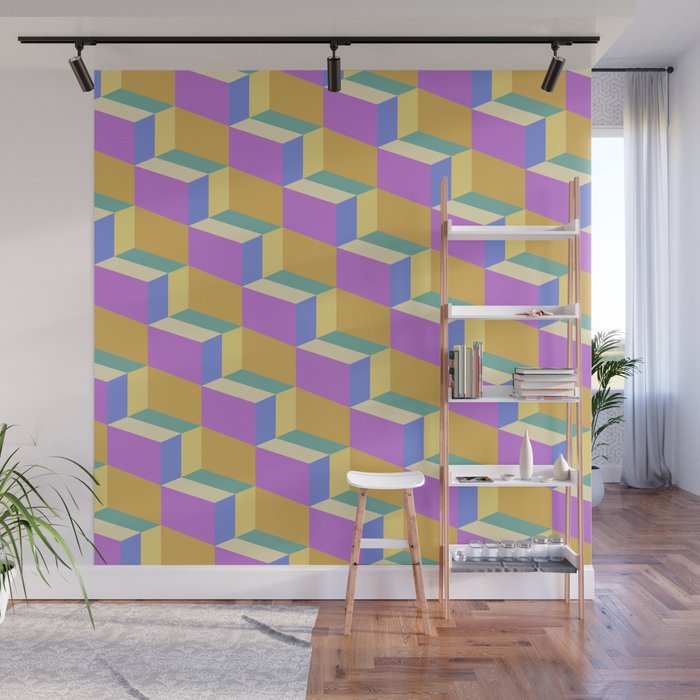Cuboid Geometric Abstract Shapes Pattern XXVIII Wall Mural Gallery Image 1