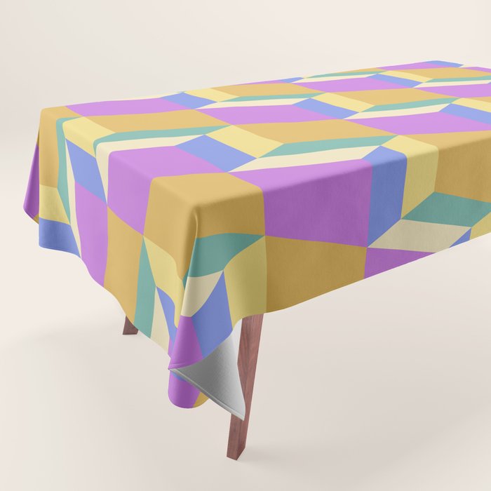 Cuboid Geometric Abstract Shapes Pattern XXVIII Tablecloth Gallery Image 1