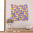 Cuboid Geometric Abstract Shapes Pattern XXVIII Wall Tapestry Gallery Image 2