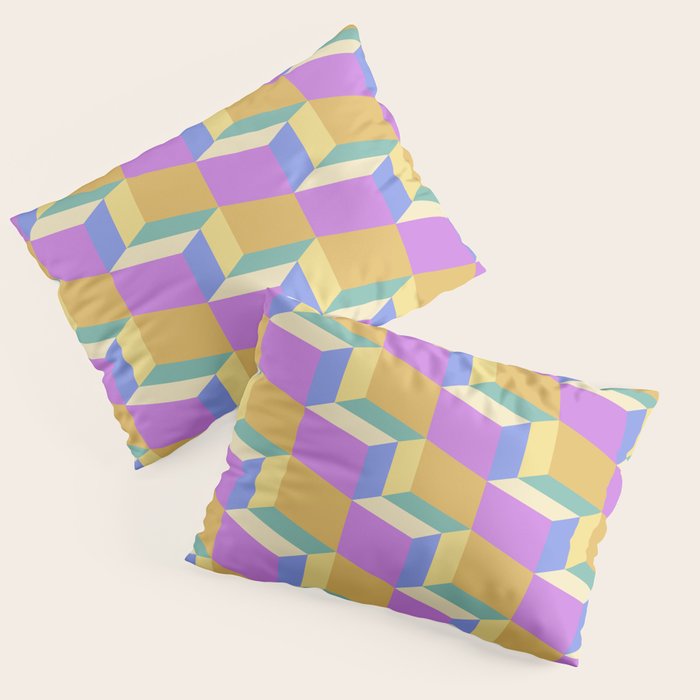 Cuboid Geometric Abstract Shapes Pattern XXVIII Pillow Sham Gallery Image 3