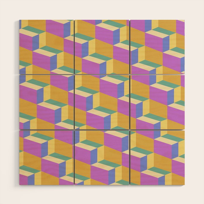 Cuboid Geometric Abstract Shapes Pattern XXVIII Wood Wall Art Gallery Image 1