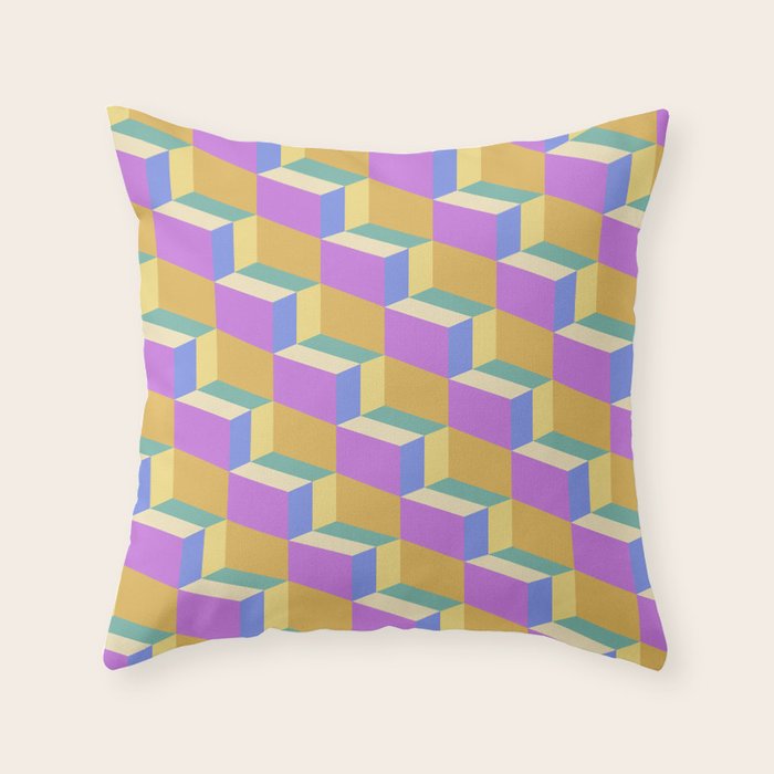Cuboid Geometric Abstract Shapes Pattern XXVIII Throw Pillow Gallery Image 6